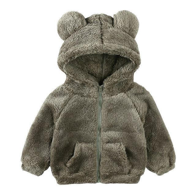 Cartoon Bear Fleece Kids Coat