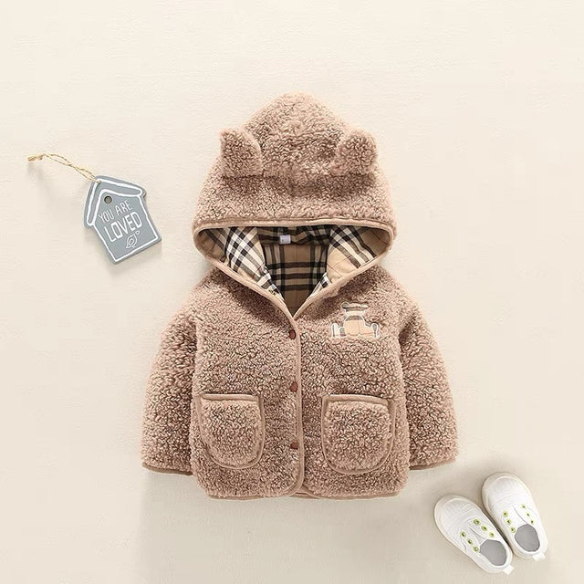 Coat  Plaid Bear Cotton-Padded Jacket