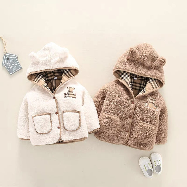 Coat  Plaid Bear Cotton-Padded Jacket