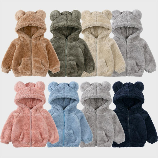 Cartoon Bear Fleece Kids Coat